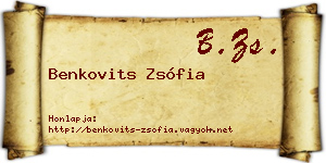 Benkovits Zsófia névjegykártya